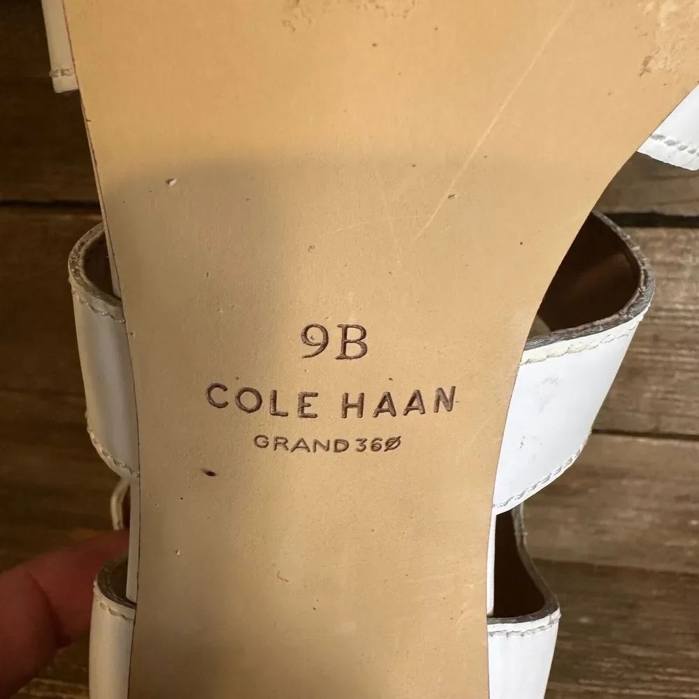 New Womens‎ Cole Haan Josie White Leather Strappy Heeled Sandals Shoes Size 9 B